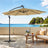 Cantilever Patio Umbrella - Fabric - Grey - 3 m with Solar-Powered LED Lights