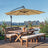 Cantilever Patio Umbrella - Fabric - Grey - 3 m with Solar-Powered LED Lights