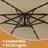 Cantilever Patio Umbrella - Fabric - Grey - 3 m with Solar-Powered LED Lights