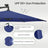 Outdoor Hanging Parasol Umbrella - Powder-Coated Metal Pole - Navy Blue