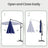 Outdoor Hanging Parasol Umbrella - Powder-Coated Metal Pole - Navy Blue