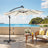 Cantilever Patio Parasol - Fabric - Grey - 32 Solar-Powered LED Lights