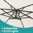 Cantilever Patio Parasol - Fabric - Grey - 32 Solar-Powered LED Lights