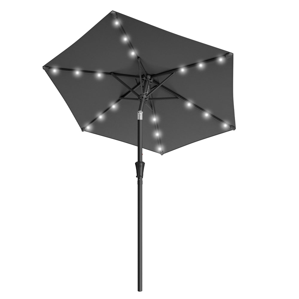 Outdoor Patio Umbrella - 2.7m - Steel Frame - Solar LED Lights