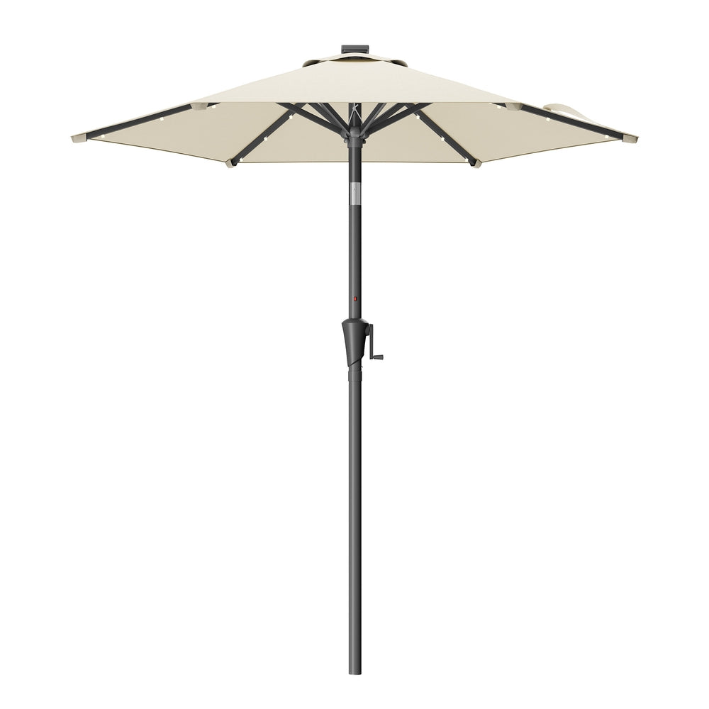 Outdoor Patio Umbrella - 2.7m - Steel Frame - Solar LED Lights