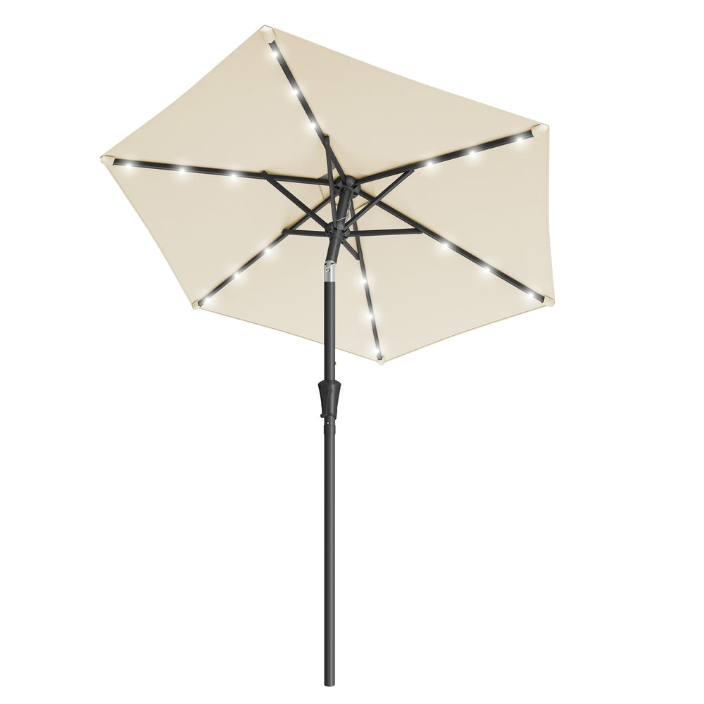 Outdoor Patio Umbrella - 2.7m - Steel Frame - Solar LED Lights