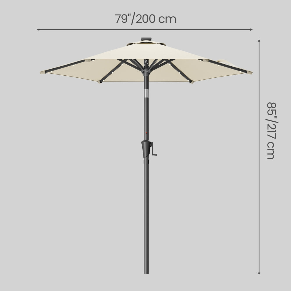 Outdoor Patio Umbrella - 2.7m - Steel Frame - Solar LED Lights