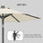 Outdoor Patio Umbrella - 2.7m - Steel Frame - Solar LED Lights