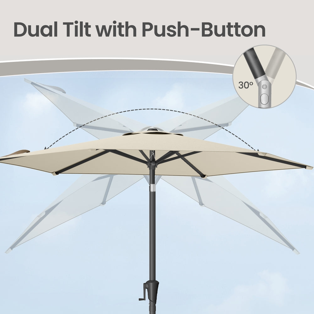 Outdoor Patio Umbrella - 2.7m - Polyester - Crank Mechanism