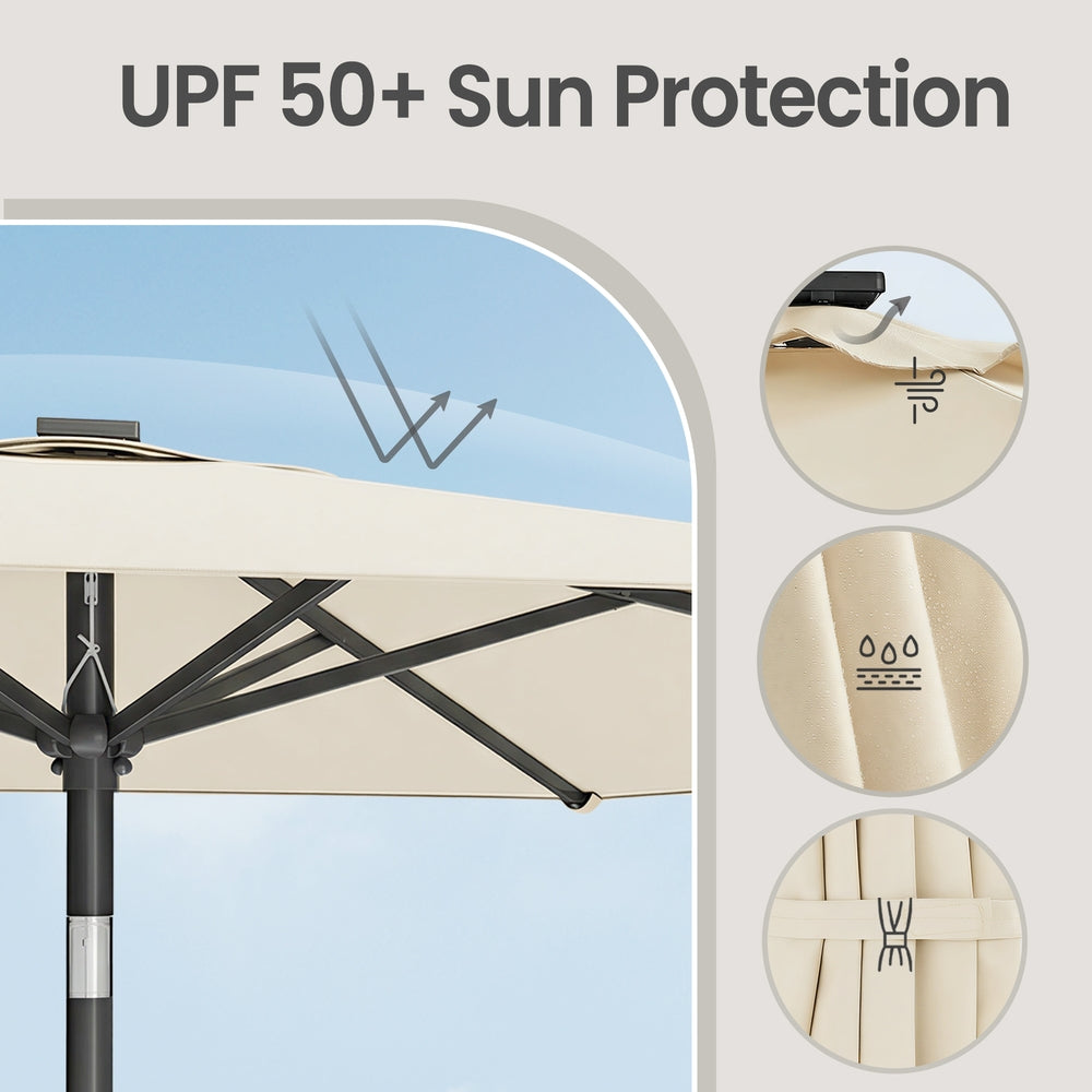 Outdoor Patio Umbrella - 2.7m - Polyester - Crank Mechanism