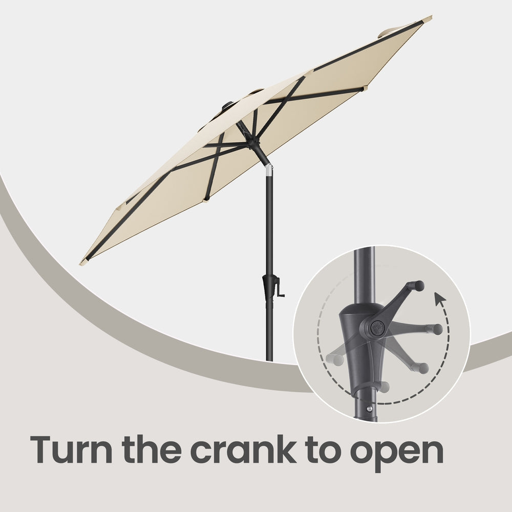 Outdoor Patio Umbrella - 2.7m - Polyester - Crank Mechanism