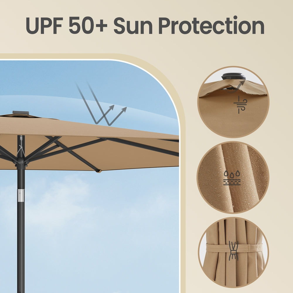 Outdoor Sun Umbrella - 2.7m - Metal Pole - Adjustable Tilt