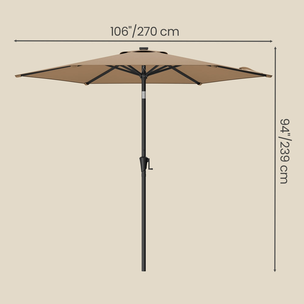 Outdoor Sun Umbrella - 2.7m - Metal Pole - Adjustable Tilt