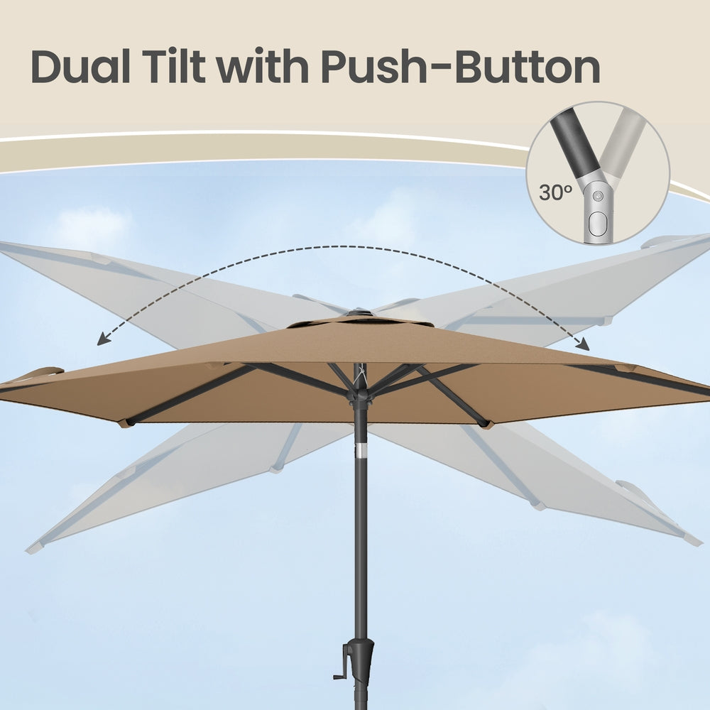 Outdoor Sun Umbrella - 2.7m - Metal Pole - Adjustable Tilt