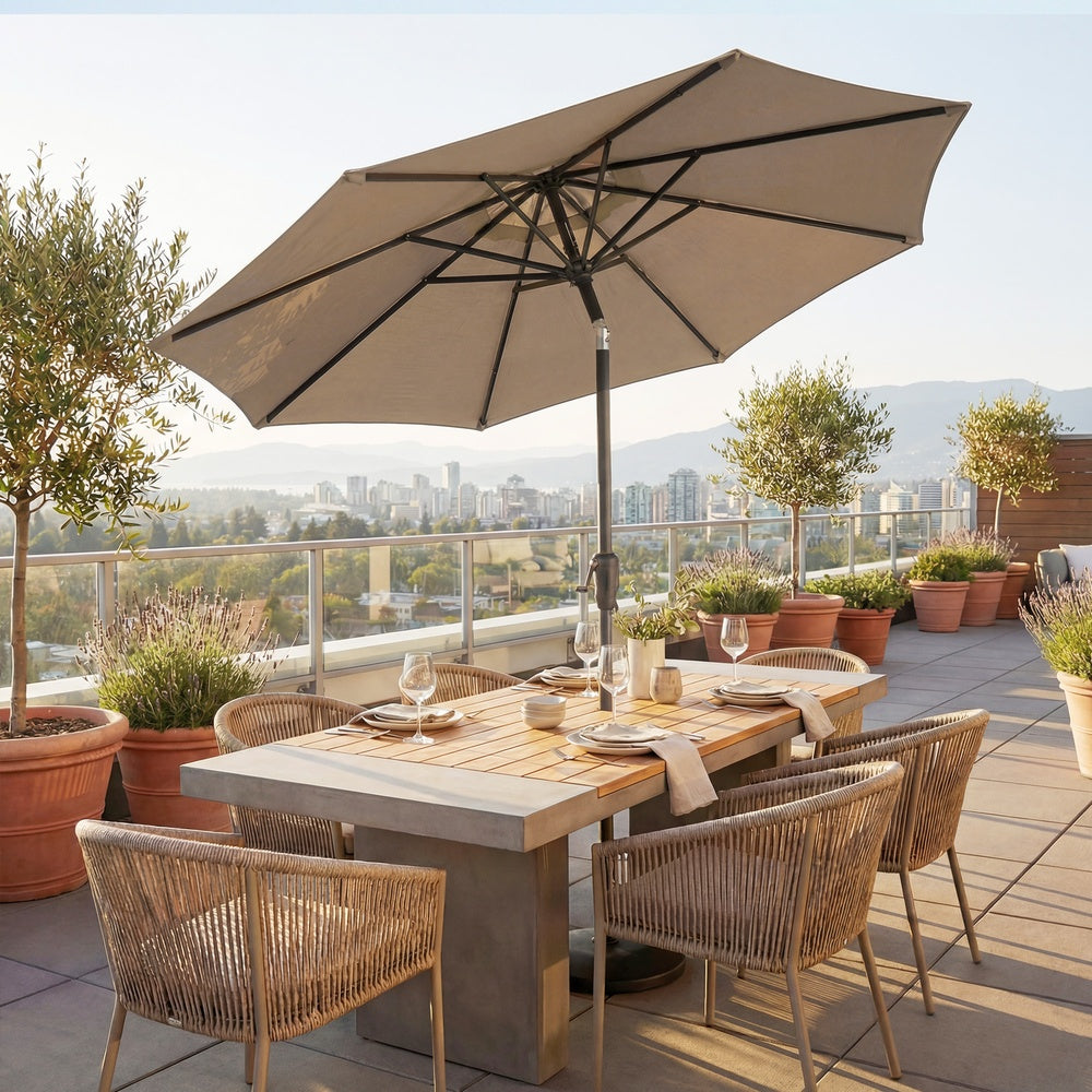 Outdoor Sun Umbrella - 2.7m - Metal Pole - Adjustable Tilt