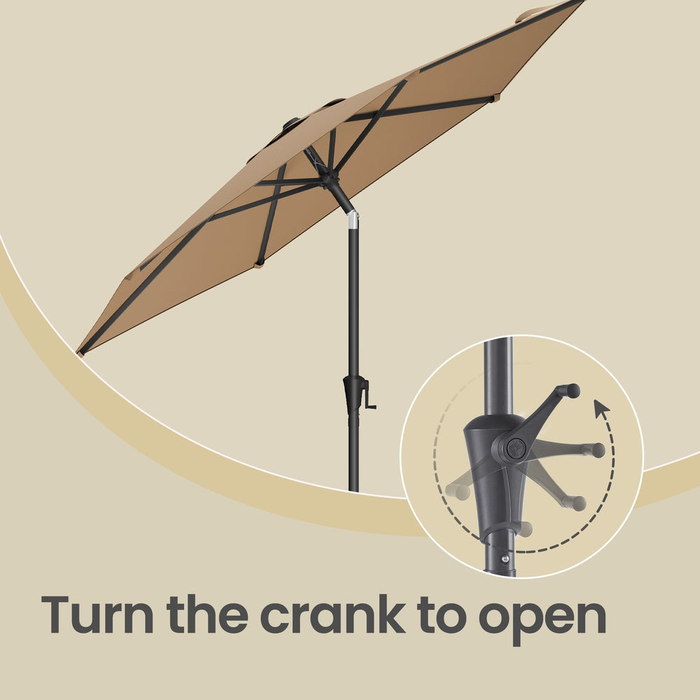 Outdoor Sun Umbrella - 2.7m - Metal Pole - Adjustable Tilt
