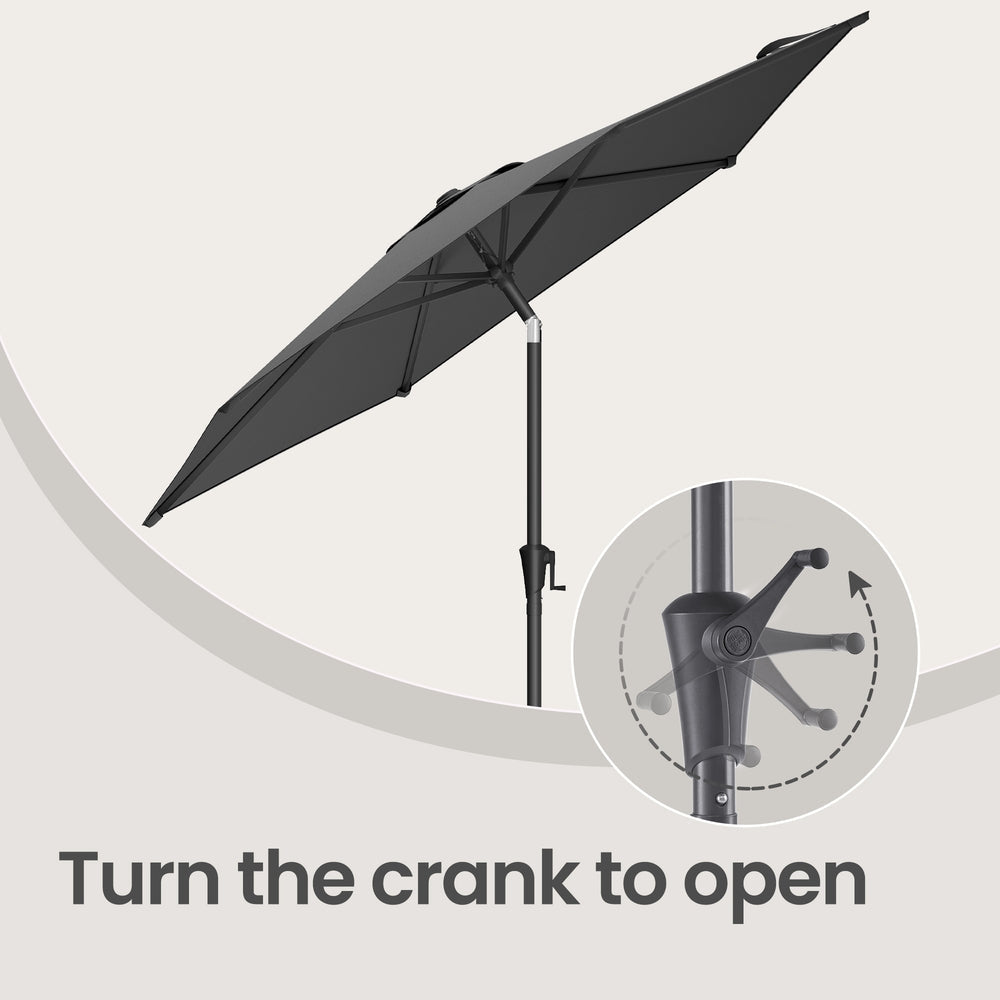 Outdoor Patio Umbrella - 2.7m - Polyester - Crank Handle