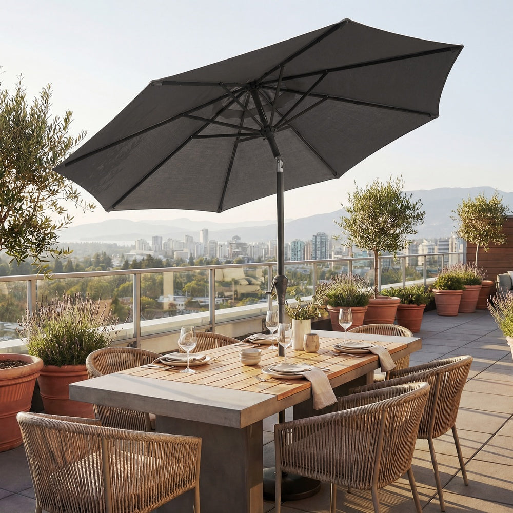 Outdoor Patio Umbrella - 2.7m - Polyester - Crank Handle