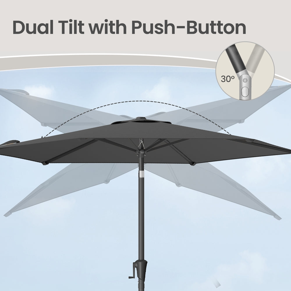 Outdoor Patio Umbrella - 2.7m - Polyester - Crank Handle