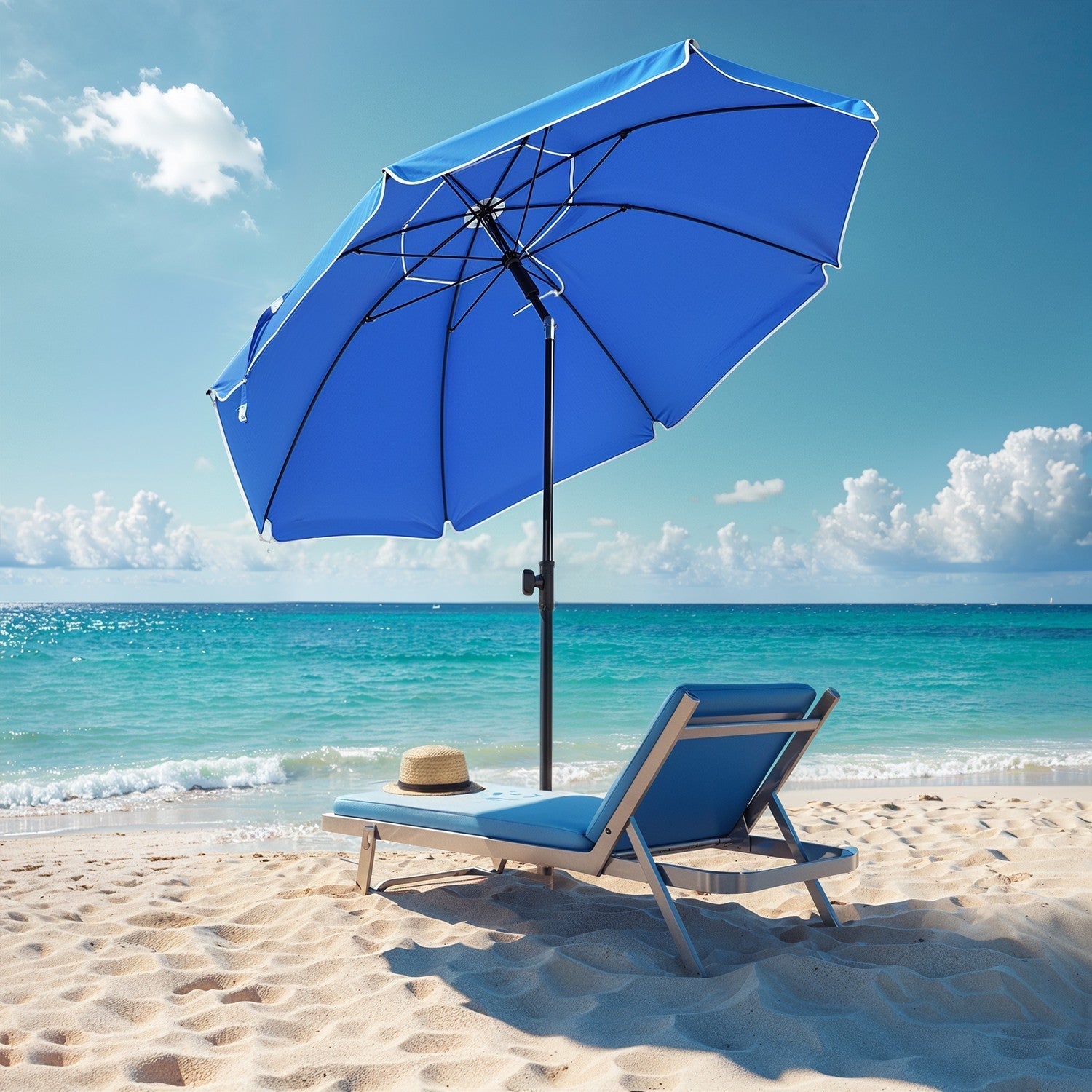 Garden Umbrella - Polyester - Beige - 30° Tilt and Height Adjustable with Portable Carry Bag