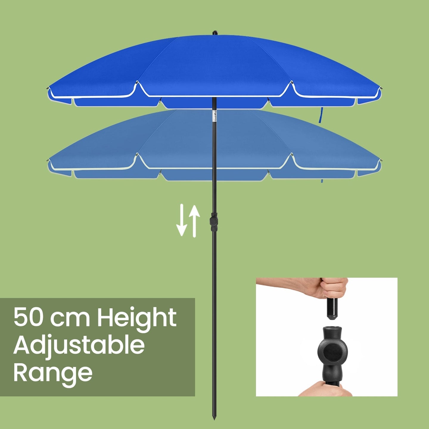Garden Umbrella - Polyester - Beige - 30° Tilt and Height Adjustable with Portable Carry Bag