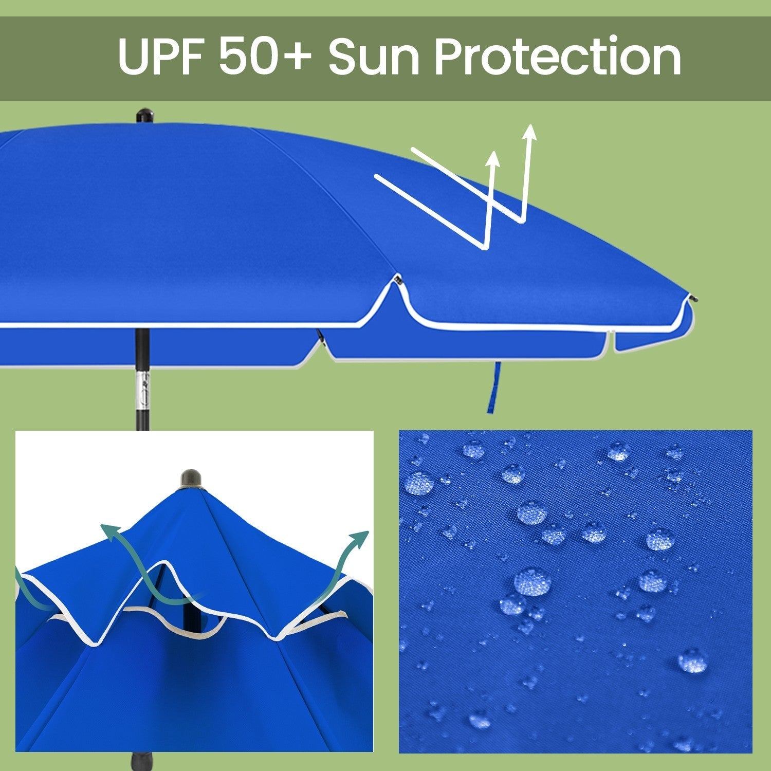 Garden Umbrella - Polyester - Beige - 30° Tilt and Height Adjustable with Portable Carry Bag