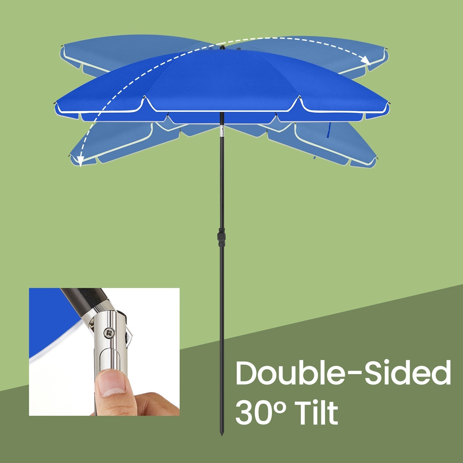 Garden Umbrella - Polyester - Beige - 30° Tilt and Height Adjustable with Portable Carry Bag