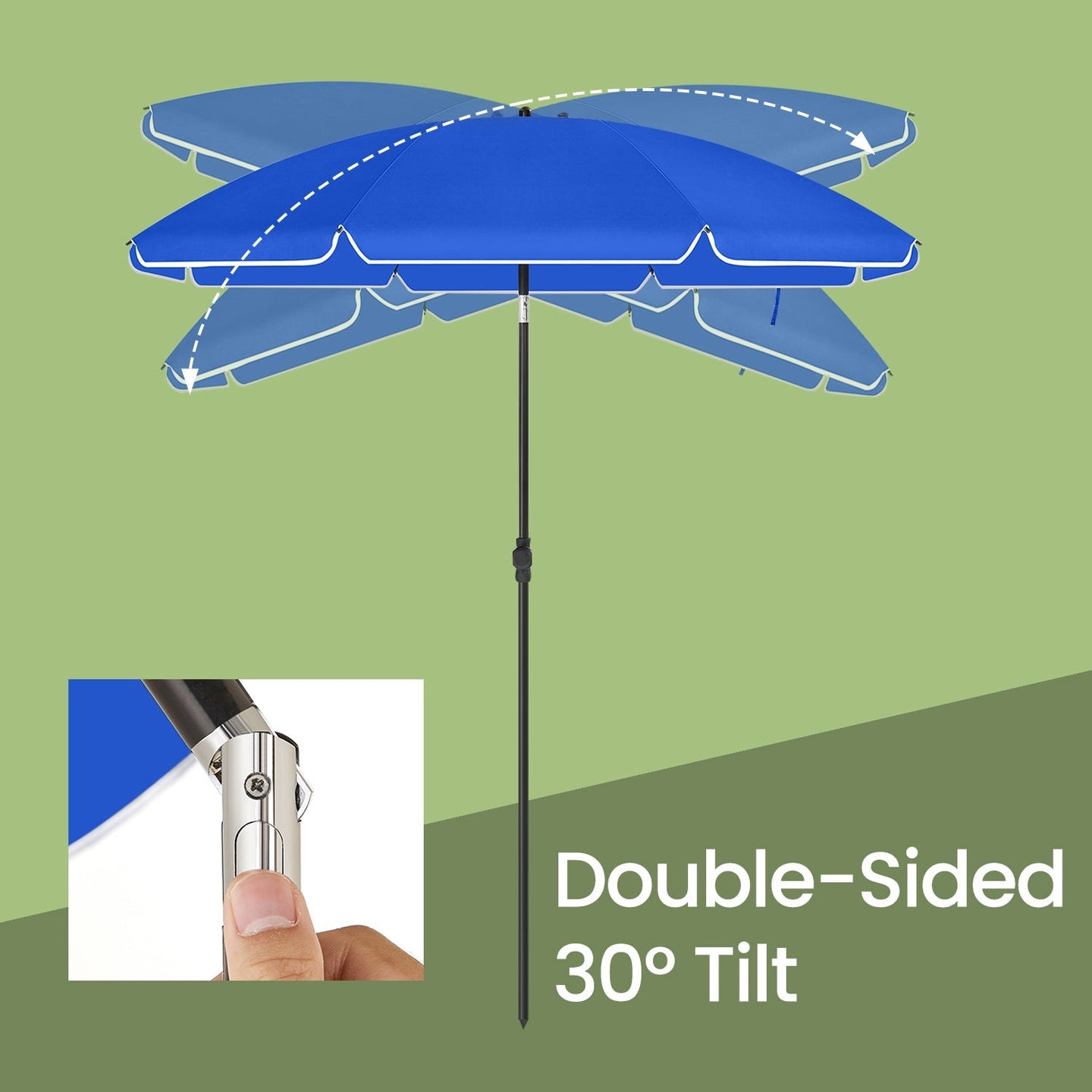 Garden Umbrella - Polyester - Beige - 30° Tilt and Height Adjustable with Portable Carry Bag