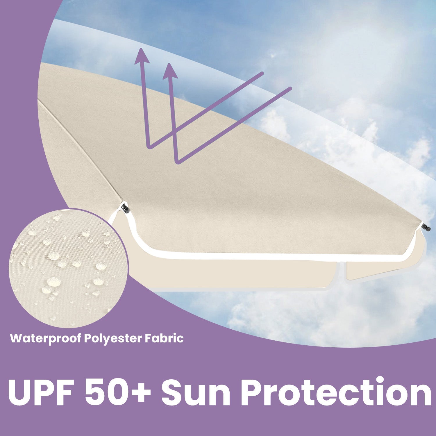 Patio Umbrella - Fabric - Beige - Double-Sided with 30° Tilt and Height Adjustable