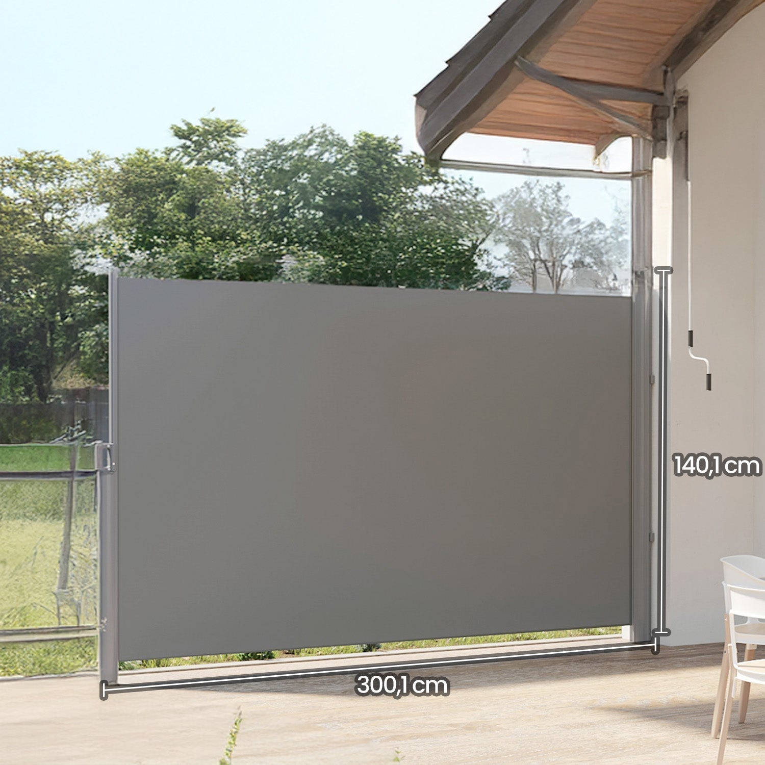 Extendable Side Awning - UPF 50+ Sun Protection - Steel - Anthracite Grey