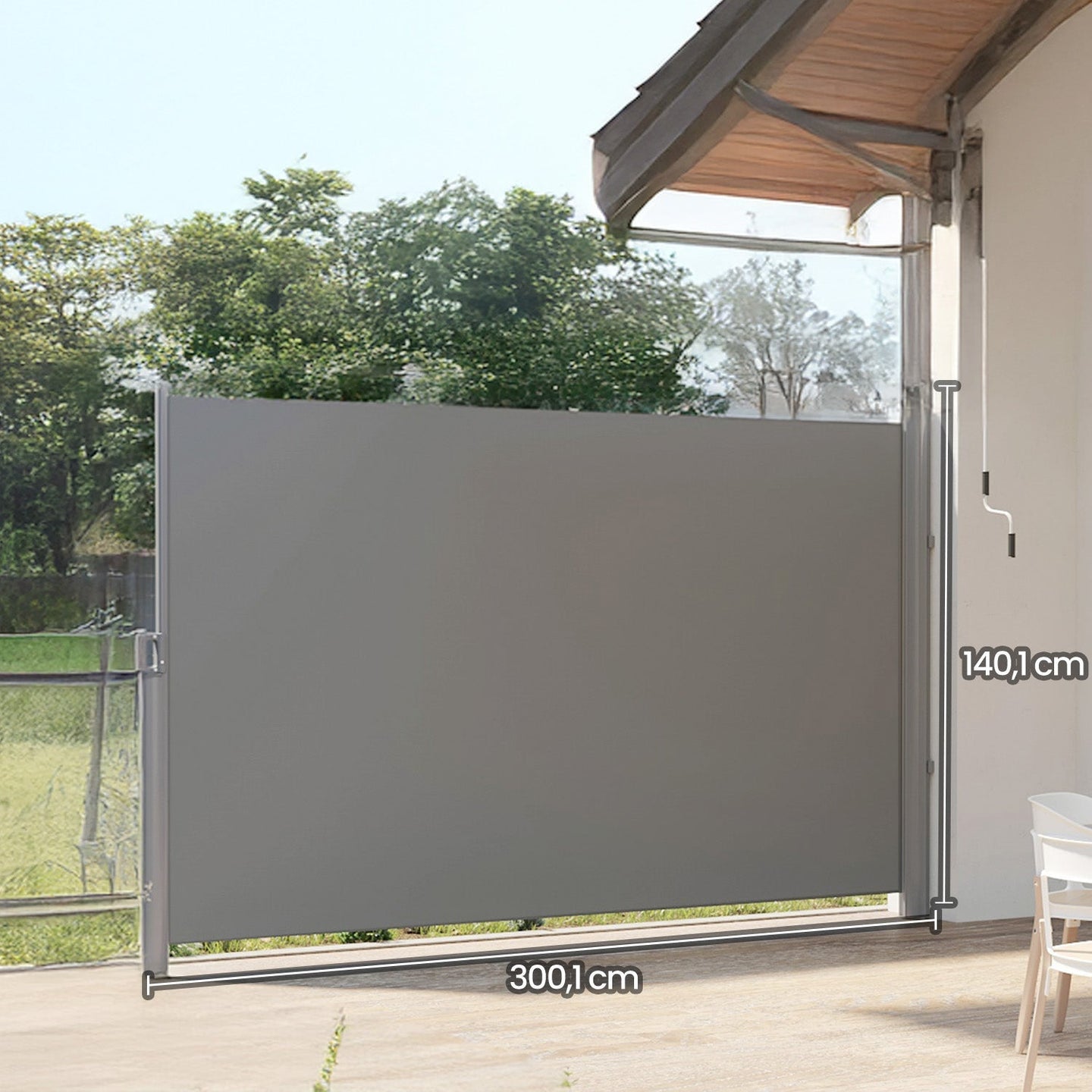 Extendable Side Awning - UPF 50+ Sun Protection - Steel - Anthracite Grey