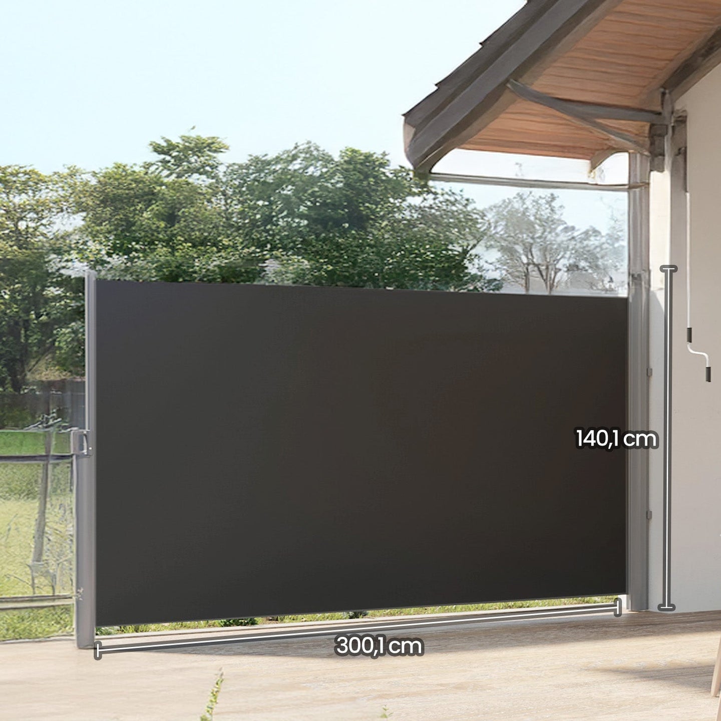 Extendable Side Awning - UPF 50+ Sun Protection - Steel - Anthracite Grey