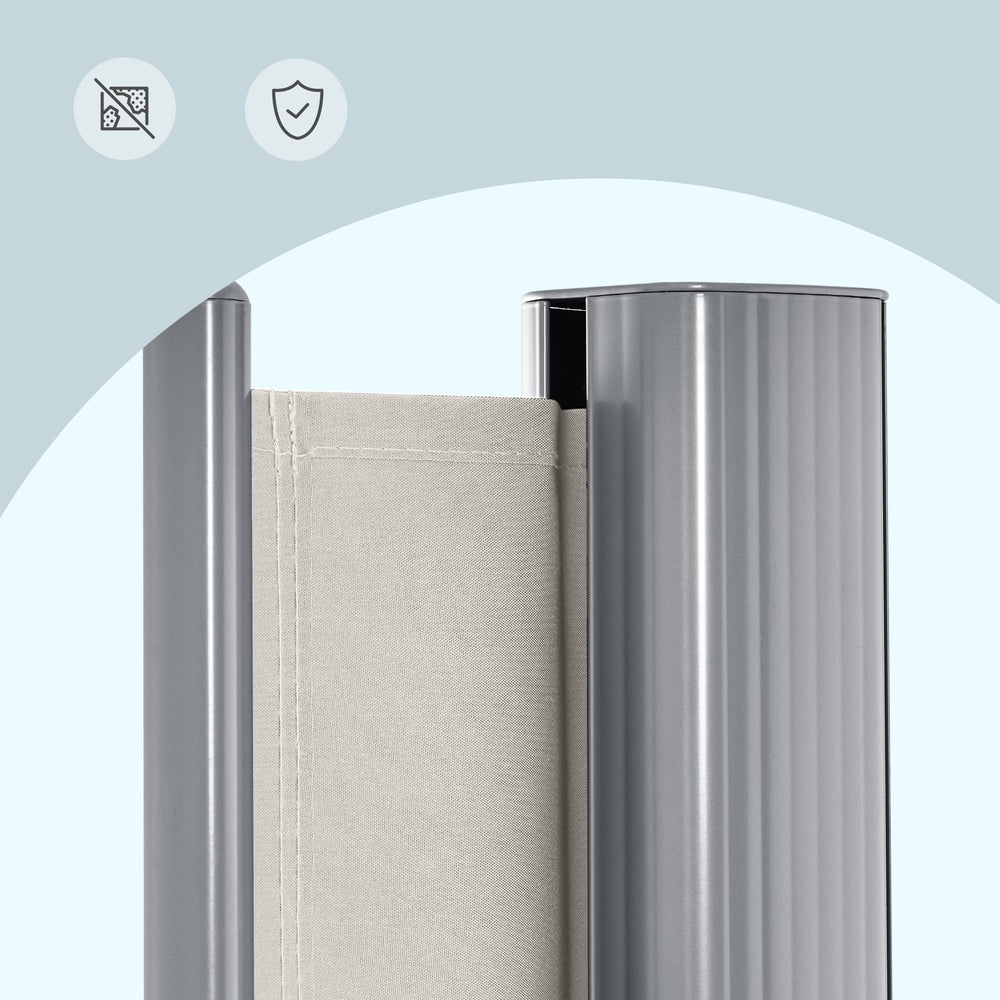 Retractable Patio Privacy Screen - Aluminium and Polyester - Beige