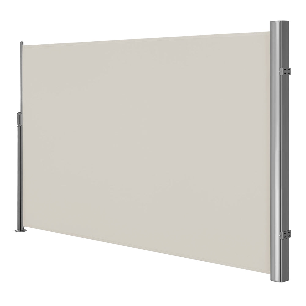 Retractable Patio Privacy Screen - Aluminium and Polyester - Beige