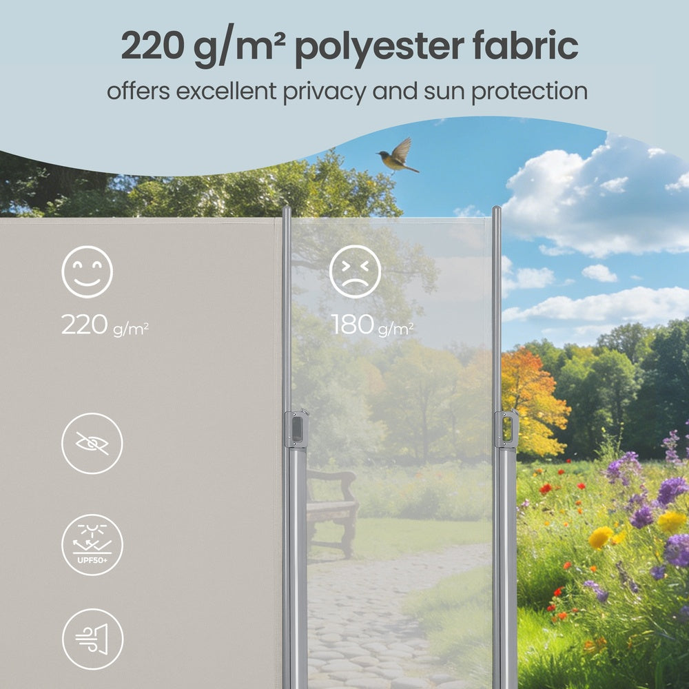 Retractable Patio Privacy Screen - Aluminium and Polyester - Beige