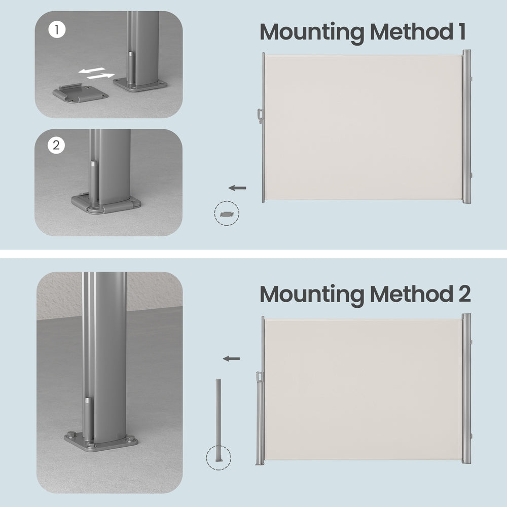 Retractable Patio Privacy Screen - Aluminium and Polyester - Beige