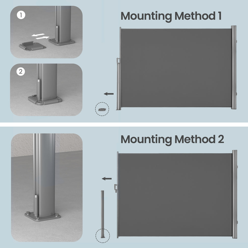 Retractable Privacy Screen - 180x300 - Aluminium Alloy - Waterproof