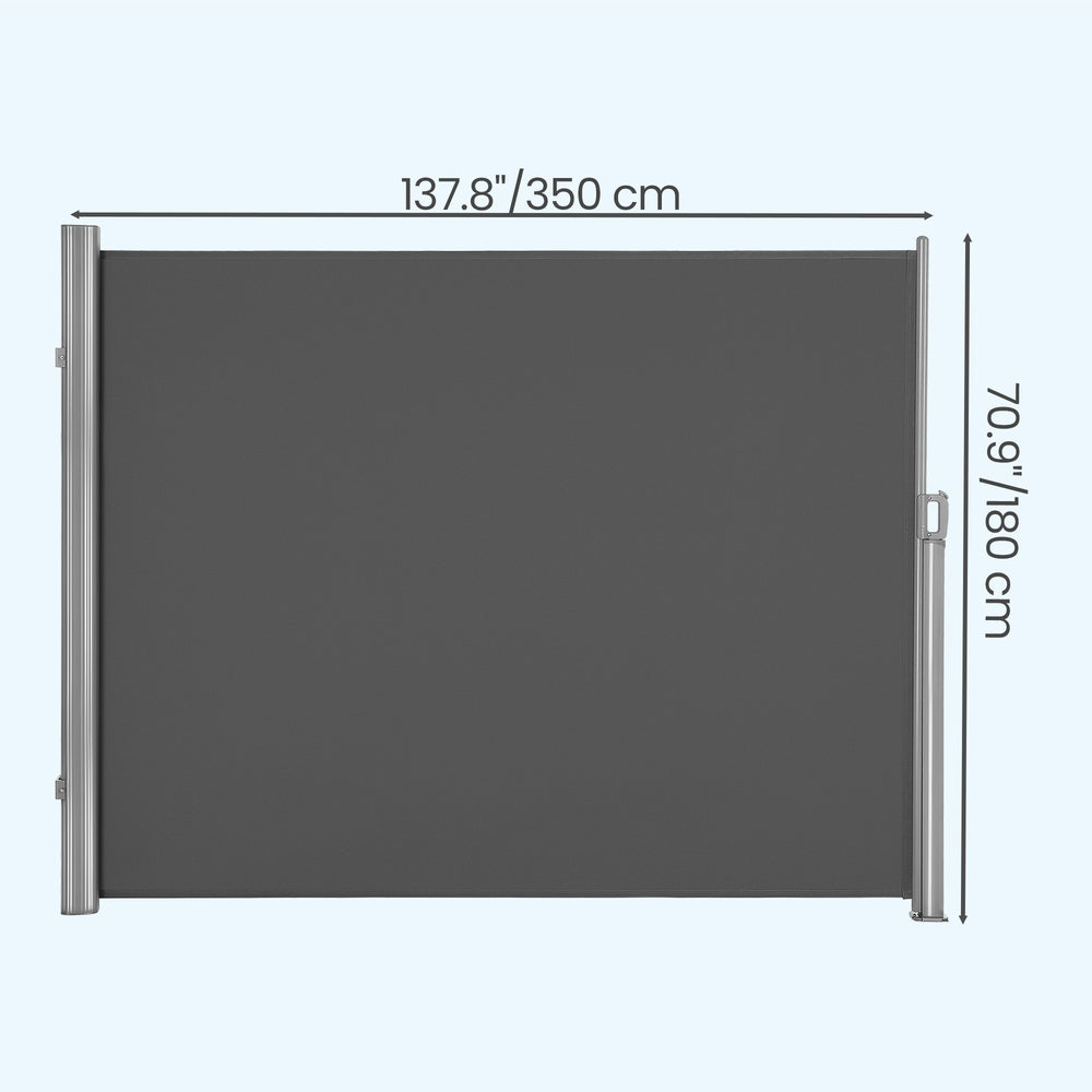 Extendable Side Shade Privacy Screen - Aluminium - Grey
