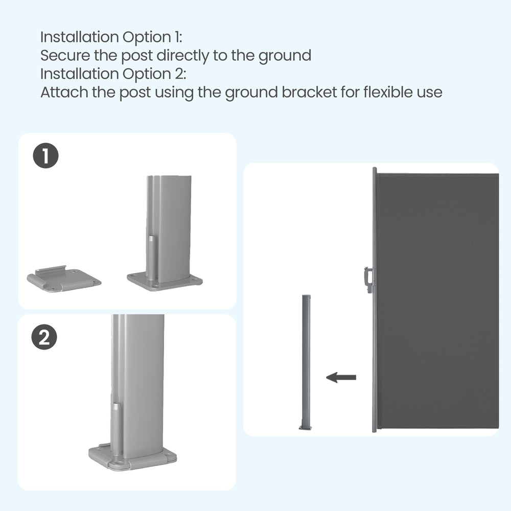 Extendable Side Shade Privacy Screen - Aluminium - Grey