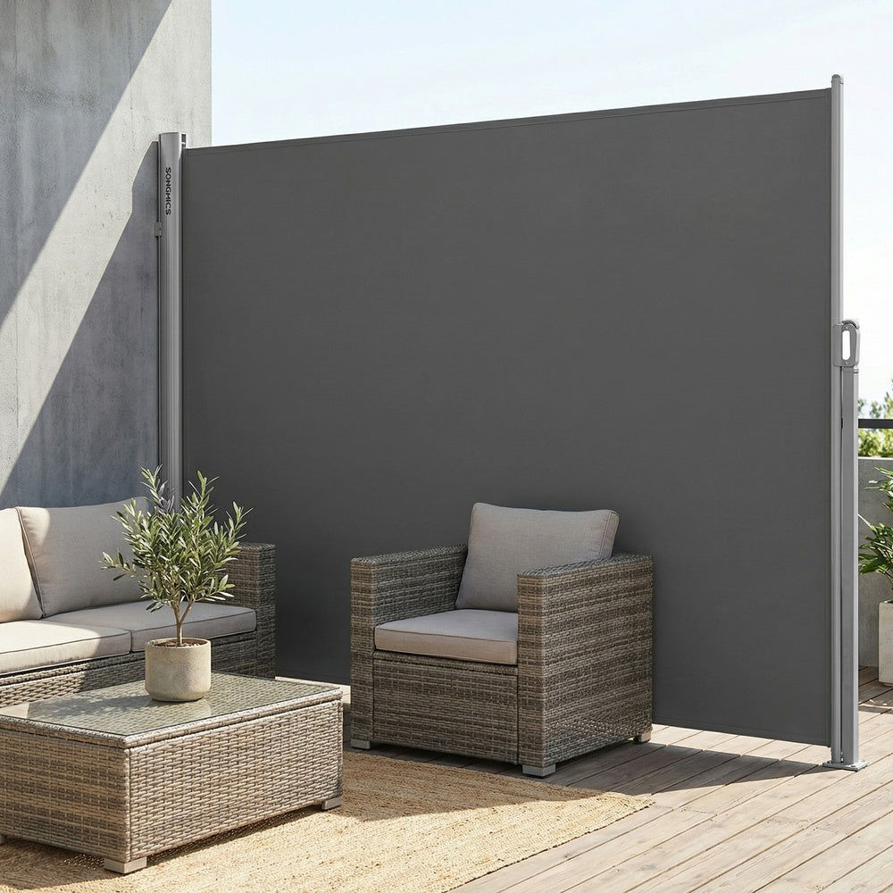 Extendable Side Shade Privacy Screen - Aluminium - Grey