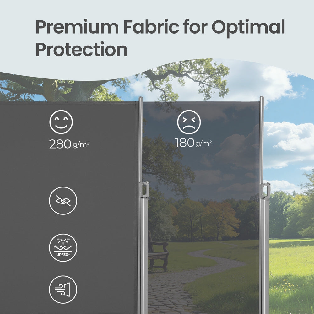Extendable Side Shade Privacy Screen - Aluminium - Grey