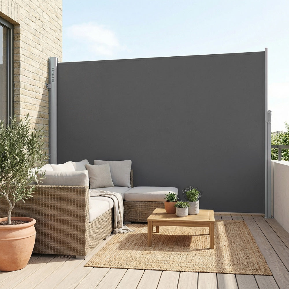 Extendable Side Shade Privacy Screen - Aluminium - Grey