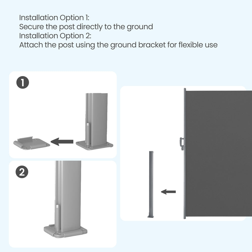 Extendable Side Shade - Steel and Polyester - Dark Grey