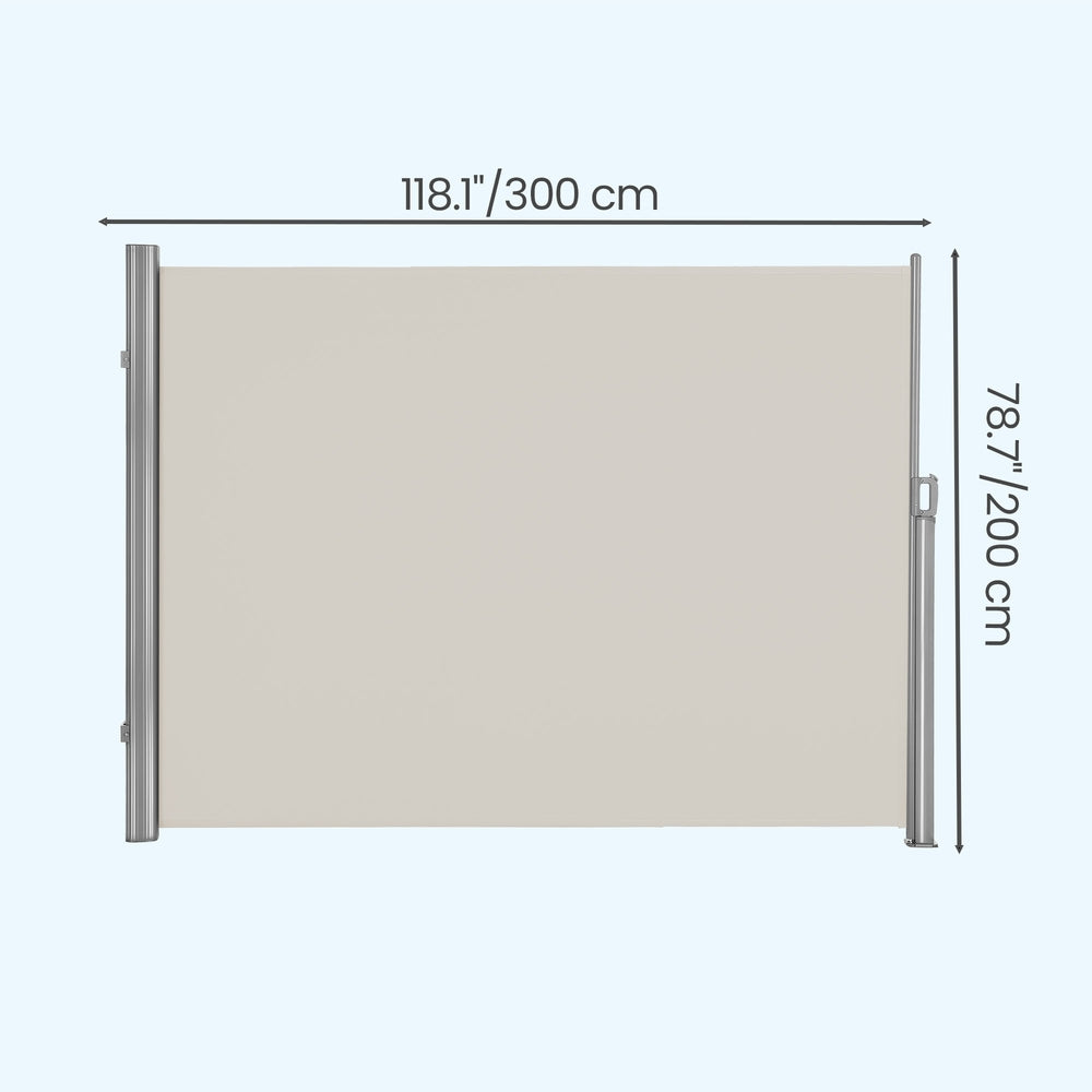 Extendable Side Shade - Powder-Coated Metal Pole and Housing - Taupe