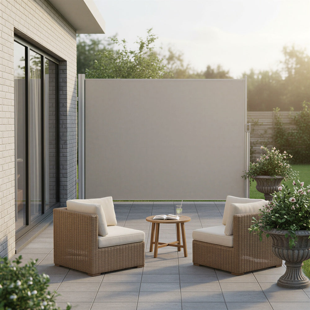 Extendable Side Shade, Privacy Screen - Aluminium - Beige