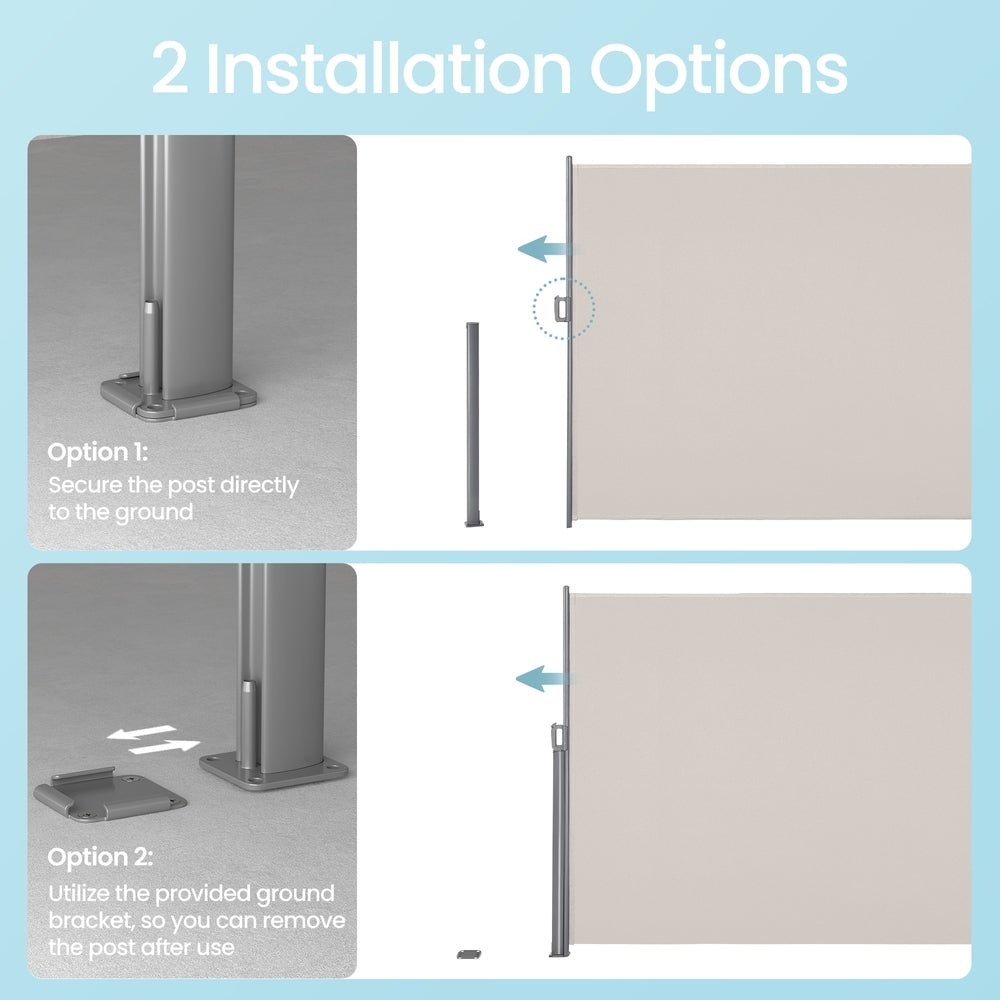 Extendable Side Shade, Privacy Screen - Aluminium - Beige
