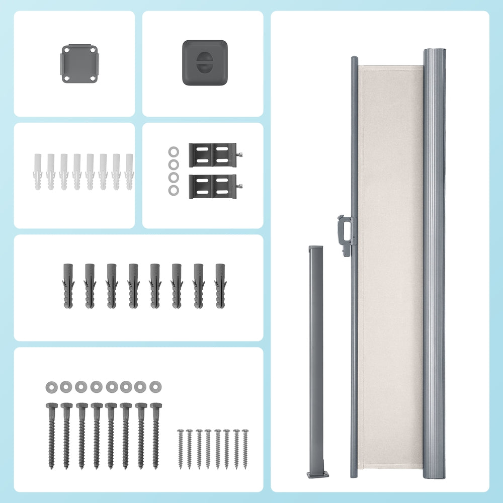 Extendable Side Shade, Privacy Screen - Aluminium - Beige