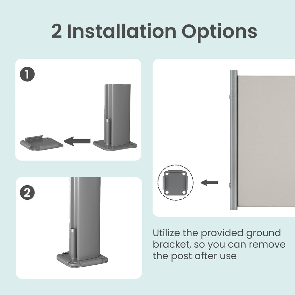 Extendable Side Shade, Privacy Screen - Aluminium - Beige