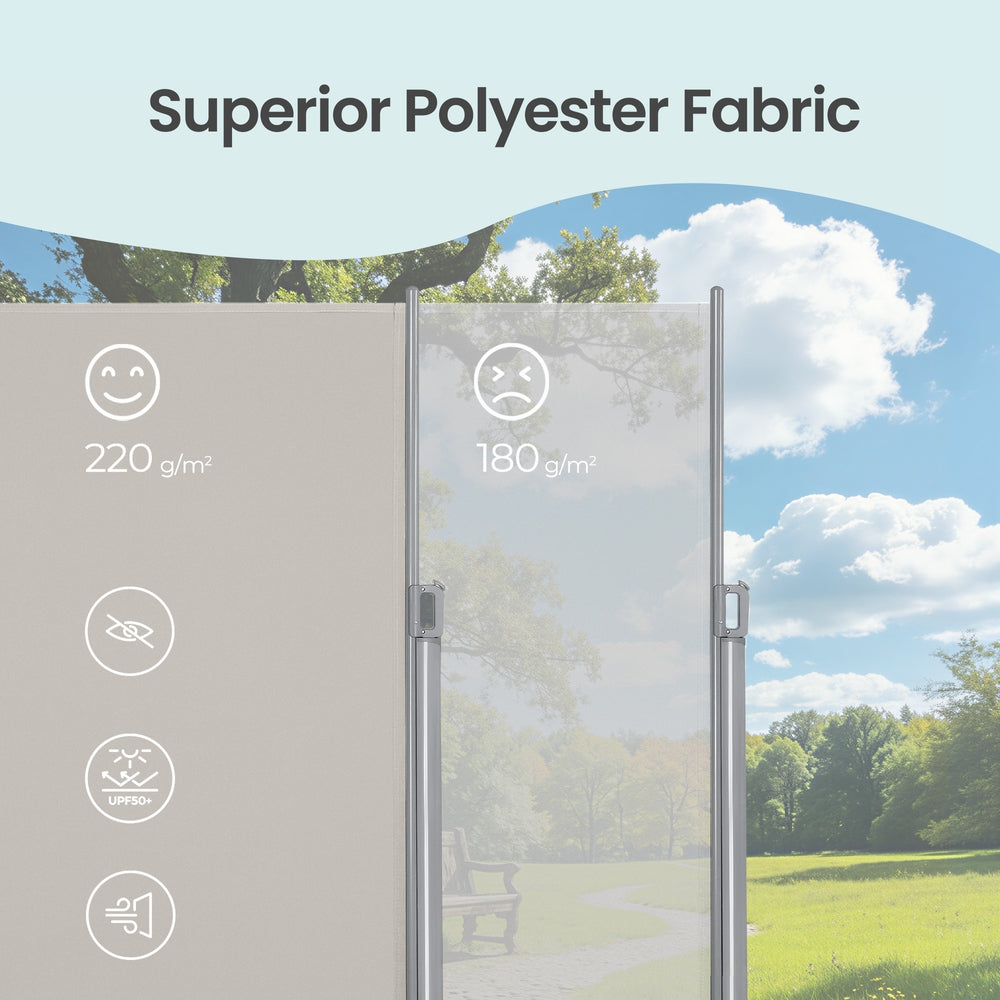Extendable Side Shade, Privacy Screen - Aluminium - Beige