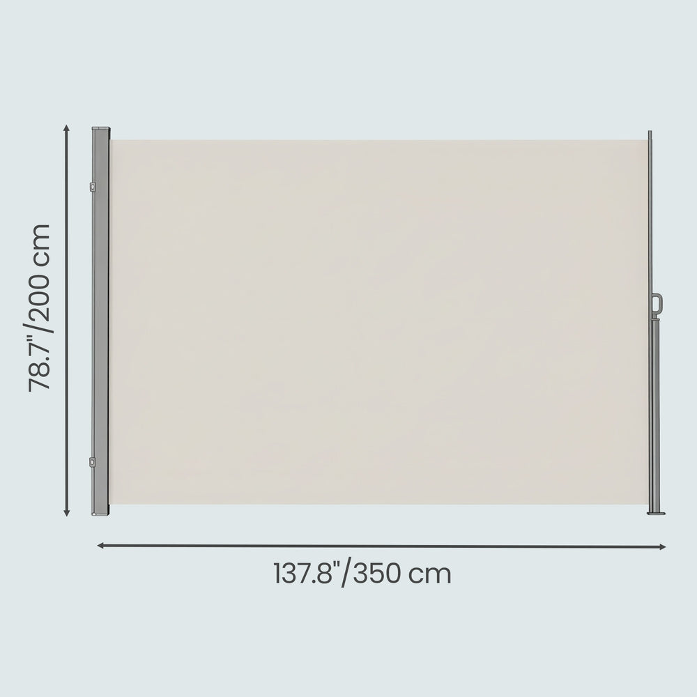 Extendable Side Shade, Privacy Screen - Steel and Polyester - Beige